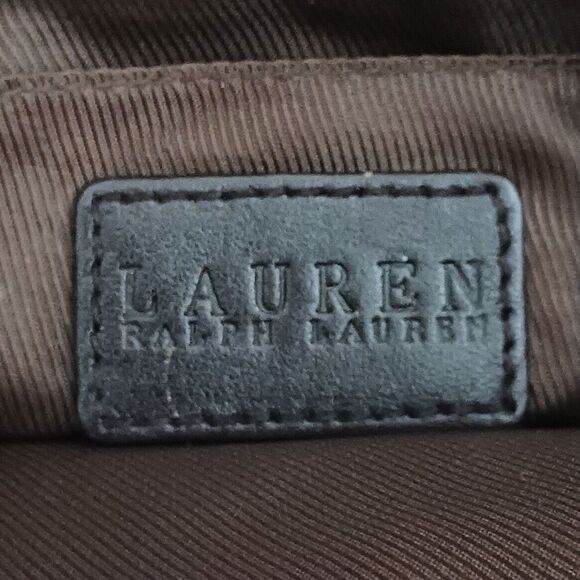 VTG Lauren Ralph Lauren Brown Houndstooth Plaid Small Tote Leather Trim - Picture 8 of 10